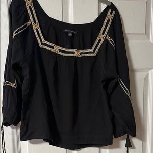 American Eagle Black Embroidered Women's Top